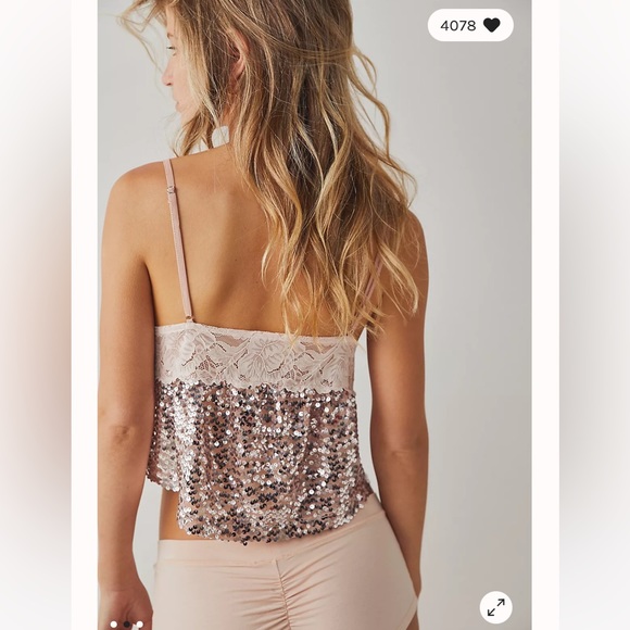 FREE PEOPLE Right Rhythm Sequin Cami - colour: Champagne Combo, size L NWT - Picture 3 of 8